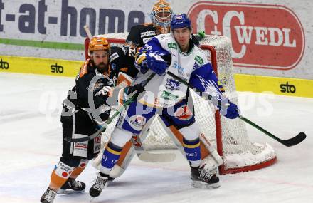 EBEL. Eishockey Bundesliga. VSV gegen Black Wings 1992.  Felix Maxa,  (VSV), Will Pelletier (Linz). Villach, am 14.2.2021.
Foto: Kuess
www.qspictures.net
---
pressefotos, pressefotografie, kuess, qs, qspictures, sport, bild, bilder, bilddatenbank
