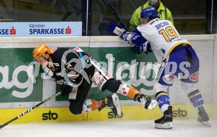 EBEL. Eishockey Bundesliga. VSV gegen Black Wings 1992.  Stefan Bacher,  (VSV), Julian Pusnik (Linz). Villach, am 14.2.2021.
Foto: Kuess
www.qspictures.net
---
pressefotos, pressefotografie, kuess, qs, qspictures, sport, bild, bilder, bilddatenbank