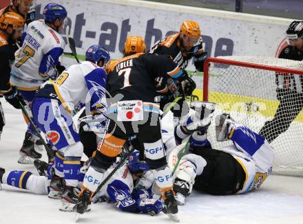 EBEL. Eishockey Bundesliga. VSV gegen Black Wings 1992.  Scott Kosmachuk, Sahir Gill, Jaku Sedlacek, (VSV), Brian Lebler, Dragan Umicevic  (Linz). Villach, am 14.2.2021.
Foto: Kuess
www.qspictures.net
---
pressefotos, pressefotografie, kuess, qs, qspictures, sport, bild, bilder, bilddatenbank