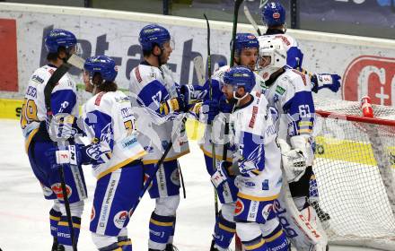 EBEL. Eishockey Bundesliga. VSV gegen Black Wings 1992.  Jubel VSV. Villach, am 14.2.2021.
Foto: Kuess
www.qspictures.net
---
pressefotos, pressefotografie, kuess, qs, qspictures, sport, bild, bilder, bilddatenbank