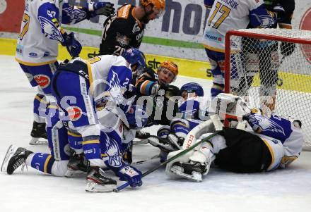 EBEL. Eishockey Bundesliga. VSV gegen Black Wings 1992. Scott Kosmachuk, Sahir Gill, Sebastian Zauner, Jakub Sedlacek,   (VSV), Brian Lebler, Juha Pekka Hytonen, Dragan Umicevic (Linz). Villach, am 14.2.2021.
Foto: Kuess
www.qspictures.net
---
pressefotos, pressefotografie, kuess, qs, qspictures, sport, bild, bilder, bilddatenbank