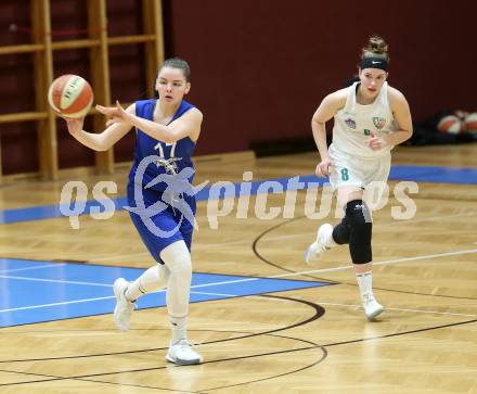Basketball Damen Superliga 2020/2021. Grunddurchgang 13. Runde.  KOS Celovec Damen gegen  Vienna D.C. Timberwolves. Antonia Ronacher (KOS Celovec), Antonia Dumancic (Vienna D.C. Timberwolves). Klagenfurt, am 20.2.2021.
Foto: Kuess
www.qspictures.net

---
pressefotos, pressefotografie, kuess, qs, qspictures, sport, bild, bilder, bilddatenbank
