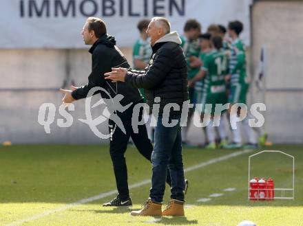 Fussball 2. Liga. SK Austria Klagenfurt gegen  SK Rapid II. Co-Trainer, Martin Lassnig, Trainer Peter Pacult (Klagenfurt). Klagenfurt, am 21.2.2021.
Foto: Kuess
www.qspictures.net
---
pressefotos, pressefotografie, kuess, qs, qspictures, sport, bild, bilder, bilddatenbank