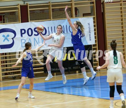 Basketball Damen Superliga 2020/2021. Grunddurchgang 13. Runde.  KOS Celovec Damen gegen  Vienna D.C. Timberwolves. Nikolina Sofric (KOS Celovec), Flora Goed  (Vienna D.C. Timberwolves). Klagenfurt, am 20.2.2021.
Foto: Kuess
www.qspictures.net

---
pressefotos, pressefotografie, kuess, qs, qspictures, sport, bild, bilder, bilddatenbank