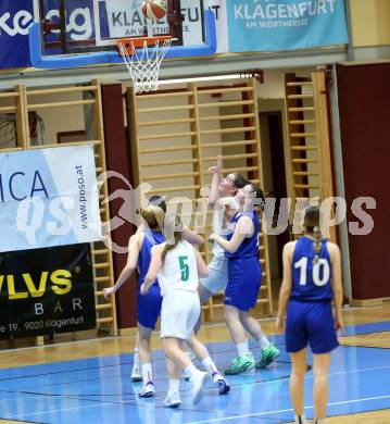 Basketball Damen Superliga 2020/2021. Grunddurchgang 13. Runde.  KOS Celovec Damen gegen  Vienna D.C. Timberwolves. Nikolina Sofric, Monika Ristic (KOS Celovec), Ines Lovric, Sophie Baydanov, Sari Kindl  (Vienna D.C. Timberwolves). Klagenfurt, am 20.2.2021.
Foto: Kuess
www.qspictures.net

---
pressefotos, pressefotografie, kuess, qs, qspictures, sport, bild, bilder, bilddatenbank
