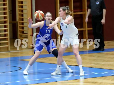 Basketball Damen Superliga 2020/2021. Grunddurchgang 13. Runde.  KOS Celovec Damen gegen  Vienna D.C. Timberwolves. Nikolina Sofric (KOS Celovec), Flora Goed  (Vienna D.C. Timberwolves). Klagenfurt, am 20.2.2021.
Foto: Kuess
www.qspictures.net

---
pressefotos, pressefotografie, kuess, qs, qspictures, sport, bild, bilder, bilddatenbank