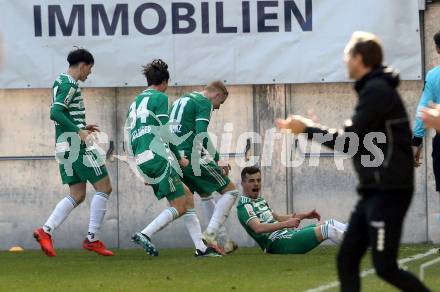 Fussball 2. Liga. SK Austria Klagenfurt gegen  SK Rapid II.  Torjubel (Rapid). Klagenfurt, am 21.2.2021.
Foto: Kuess
www.qspictures.net
---
pressefotos, pressefotografie, kuess, qs, qspictures, sport, bild, bilder, bilddatenbank
