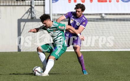 Fussball 2. Liga. SK Austria Klagenfurt gegen  SK Rapid II.  Herbert Paul (Klagenfurt), Bernhard Zimmermann (Rapid). Klagenfurt, am 21.2.2021.
Foto: Kuess
www.qspictures.net
---
pressefotos, pressefotografie, kuess, qs, qspictures, sport, bild, bilder, bilddatenbank
