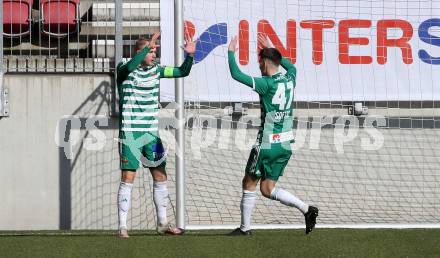 Fussball 2. Liga. SK Austria Klagenfurt gegen  SK Rapid II. Torjubel  Oliver Strunz, Almer Softic,   (Rapid). Klagenfurt, am 21.2.2021.
Foto: Kuess
www.qspictures.net
---
pressefotos, pressefotografie, kuess, qs, qspictures, sport, bild, bilder, bilddatenbank