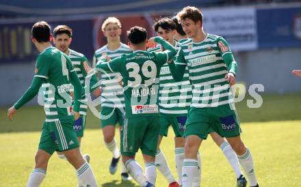 Fussball 2. Liga. SK Austria Klagenfurt gegen  SK Rapid II.  Torjubel (Rapid). Klagenfurt, am 21.2.2021.
Foto: Kuess
www.qspictures.net
---
pressefotos, pressefotografie, kuess, qs, qspictures, sport, bild, bilder, bilddatenbank