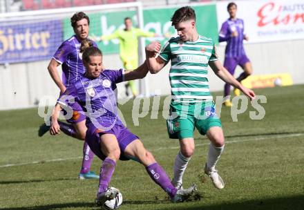 Fussball 2. Liga. SK Austria Klagenfurt gegen  SK Rapid II.   Patrick Greil (Klagenfurt),  Nicholas Wunsch (Rapid). Klagenfurt, am 21.2.2021.
Foto: Kuess
www.qspictures.net
---
pressefotos, pressefotografie, kuess, qs, qspictures, sport, bild, bilder, bilddatenbank