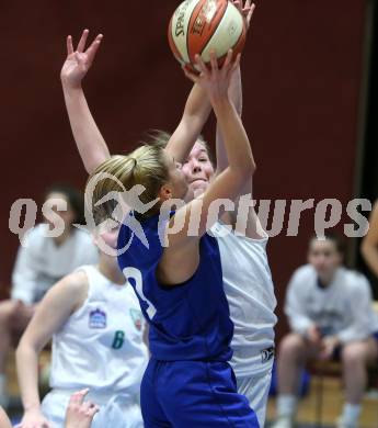 Basketball Damen Superliga 2020/2021. Grunddurchgang 13. Runde.  KOS Celovec Damen gegen  Vienna D.C. Timberwolves. Nikolina Sofric (KOS Celovec), Sophie Baydanov  (Vienna D.C. Timberwolves). Klagenfurt, am 20.2.2021.
Foto: Kuess
www.qspictures.net

---
pressefotos, pressefotografie, kuess, qs, qspictures, sport, bild, bilder, bilddatenbank