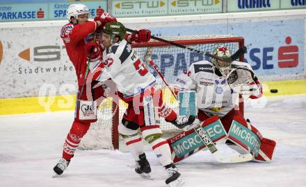 EBEL. Eishockey Bundesliga. KAC gegen	HCB Suedtirol Alperia. Matthew Fraser,  (KAC), Matteo Oietroniro, Leland Irving (Bozen). Klagenfurt, am 21.2.2021.
Foto: Kuess
www.qspictures.net

---
pressefotos, pressefotografie, kuess, qs, qspictures, sport, bild, bilder, bilddatenbank