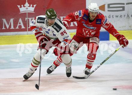 EBEL. Eishockey Bundesliga. KAC gegen	HCB Suedtirol Alperia.  Thomas Vallant, (KAC), Daniel Frank  (Bozen). Klagenfurt, am 21.2.2021.
Foto: Kuess
www.qspictures.net

---
pressefotos, pressefotografie, kuess, qs, qspictures, sport, bild, bilder, bilddatenbank