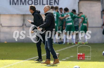 Fussball 2. Liga. SK Austria Klagenfurt gegen  SK Rapid II. Co-Trainer, Martin Lassnig, Trainer Peter Pacult (Klagenfurt). Klagenfurt, am 21.2.2021.
Foto: Kuess
www.qspictures.net
---
pressefotos, pressefotografie, kuess, qs, qspictures, sport, bild, bilder, bilddatenbank