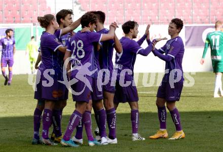 Fussball 2. Liga. SK Austria Klagenfurt gegen  SK Rapid II.  Torjubel (Klagenfurt). Klagenfurt, am 21.2.2021.
Foto: Kuess
www.qspictures.net
---
pressefotos, pressefotografie, kuess, qs, qspictures, sport, bild, bilder, bilddatenbank
