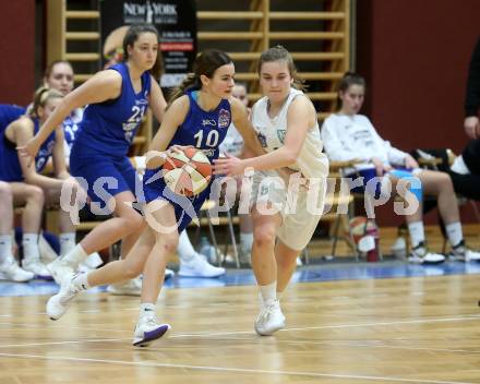 Basketball Damen Superliga 2020/2021. Grunddurchgang 13. Runde.  KOS Celovec Damen gegen  Vienna D.C. Timberwolves. Monika Ristic (KOS Celovec), Iva Ilic  (Vienna D.C. Timberwolves). Klagenfurt, am 20.2.2021.
Foto: Kuess
www.qspictures.net

---
pressefotos, pressefotografie, kuess, qs, qspictures, sport, bild, bilder, bilddatenbank