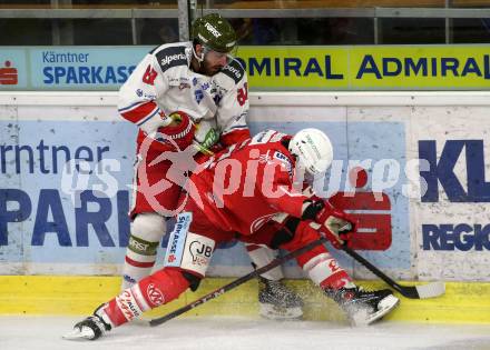 EBEL. Eishockey Bundesliga. KAC gegen	HCB Suedtirol Alperia. Manuel Ganahl,  (KAC), Domenico Alberga (Bozen). Klagenfurt, am 21.2.2021.
Foto: Kuess
www.qspictures.net

---
pressefotos, pressefotografie, kuess, qs, qspictures, sport, bild, bilder, bilddatenbank