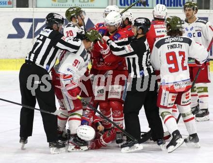 EBEL. Eishockey Bundesliga. KAC gegen	HCB Suedtirol Alperia.  Kele Steffler (KAC), Michael Halmo (Bozen). Klagenfurt, am 21.2.2021.
Foto: Kuess
www.qspictures.net

---
pressefotos, pressefotografie, kuess, qs, qspictures, sport, bild, bilder, bilddatenbank