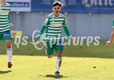 Fussball 2. Liga. SK Austria Klagenfurt gegen  SK Rapid II.  Torjubel Adrian Hajdari (Rapid). Klagenfurt, am 21.2.2021.
Foto: Kuess
www.qspictures.net
---
pressefotos, pressefotografie, kuess, qs, qspictures, sport, bild, bilder, bilddatenbank