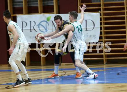 Basketball Zweite Liga 2020/2021. Grunddurchgang 20. Runde. KOS Celovec gegen  Fuerstenfeld Panthers. Lovro Fizuleto (KOS Celovec), Marko Vranjkovic (Fuerstenfeld). Klagenfurt, am 20.2.2021.
Foto: Kuess
www.qspictures.net

---
pressefotos, pressefotografie, kuess, qs, qspictures, sport, bild, bilder, bilddatenbank