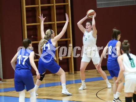 Basketball Damen Superliga 2020/2021. Grunddurchgang 13. Runde.  KOS Celovec Damen gegen  Vienna D.C. Timberwolves. Nikolina Sofric (KOS Celovec), Flora Goed  (Vienna D.C. Timberwolves). Klagenfurt, am 20.2.2021.
Foto: Kuess
www.qspictures.net

---
pressefotos, pressefotografie, kuess, qs, qspictures, sport, bild, bilder, bilddatenbank