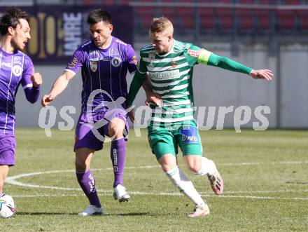 Fussball 2. Liga. SK Austria Klagenfurt gegen  SK Rapid II.  Darijo Pecirep (Klagenfurt), Oliver Strunz (Rapid). Klagenfurt, am 21.2.2021.
Foto: Kuess
www.qspictures.net
---
pressefotos, pressefotografie, kuess, qs, qspictures, sport, bild, bilder, bilddatenbank