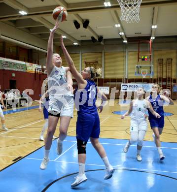 Basketball Damen Superliga 2020/2021. Grunddurchgang 13. Runde.  KOS Celovec Damen gegen  Vienna D.C. Timberwolves. Nikolina Sofric (KOS Celovec), Flora Goed (Vienna D.C. Timberwolves). Klagenfurt, am 20.2.2021.
Foto: Kuess
www.qspictures.net

---
pressefotos, pressefotografie, kuess, qs, qspictures, sport, bild, bilder, bilddatenbank