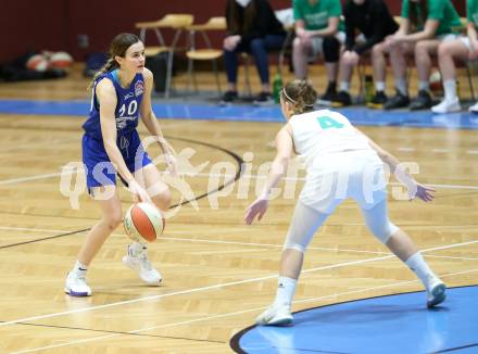 Basketball Damen Superliga 2020/2021. Grunddurchgang 13. Runde.  KOS Celovec Damen gegen  Vienna D.C. Timberwolves. Tina More (KOS Celovec), Iva Ilic (Vienna D.C. Timberwolves). Klagenfurt, am 20.2.2021.
Foto: Kuess
www.qspictures.net

---
pressefotos, pressefotografie, kuess, qs, qspictures, sport, bild, bilder, bilddatenbank