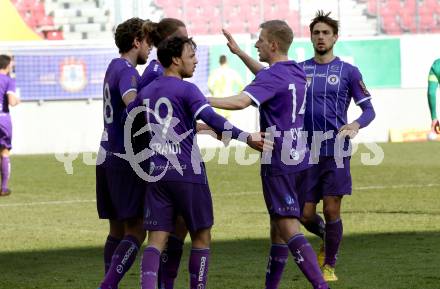 Fussball 2. Liga. SK Austria Klagenfurt gegen  SK Rapid II.  Torjubel (Klagenfurt). Klagenfurt, am 21.2.2021.
Foto: Kuess
www.qspictures.net
---
pressefotos, pressefotografie, kuess, qs, qspictures, sport, bild, bilder, bilddatenbank
