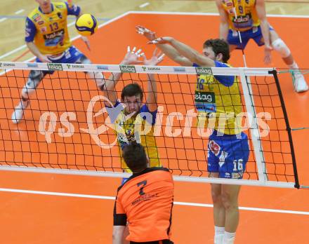 Volleyball. Austria Volley Cup. HCup. SK Zadruga Aich/Dob gegen VCA Amstetten.  Michal HRUSKA, Sergej DROBNIC (Aich/Dob). Bleiburg, am 21.2.2021.
Foto: Kuess
www.qspictures.net
---
pressefotos, pressefotografie, kuess, qs, qspictures, sport, bild, bilder, bilddatenbank