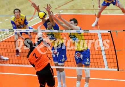Volleyball. Austria Volley Cup. HCup. SK Zadruga Aich/Dob gegen VCA Amstetten. Victor Hugo MIRANDA de ALCANTARA;  Konrad Dariusz FORMELA (Aich/Dob). Bleiburg, am 21.2.2021.
Foto: Kuess
www.qspictures.net
---
pressefotos, pressefotografie, kuess, qs, qspictures, sport, bild, bilder, bilddatenbank