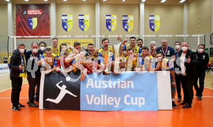 Volleyball. Austria Volley Cup. HCup. SK Zadruga Aich/Dob gegen VCA Amstetten.  Jubel (Aich/Dob). Bleiburg, am 21.2.2021.
Foto: Kuess
www.qspictures.net
---
pressefotos, pressefotografie, kuess, qs, qspictures, sport, bild, bilder, bilddatenbank