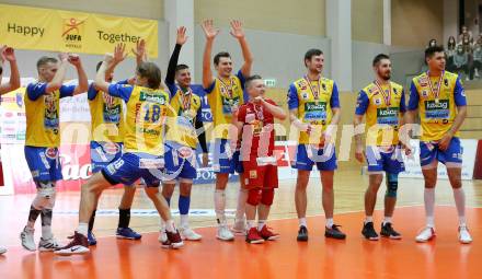 Volleyball. Austria Volley Cup. HCup. SK Zadruga Aich/Dob gegen VCA Amstetten.  Jubel (Aich/Dob). Bleiburg, am 21.2.2021.
Foto: Kuess
www.qspictures.net
---
pressefotos, pressefotografie, kuess, qs, qspictures, sport, bild, bilder, bilddatenbank