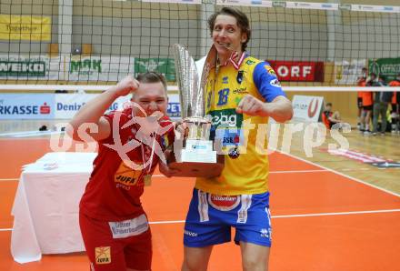 Volleyball. Austria Volley Cup. HCup. SK Zadruga Aich/Dob gegen VCA Amstetten.  Jubel Manuel STEINER, Arvydas MISEIKIS (Aich/Dob). Bleiburg, am 21.2.2021.
Foto: Kuess
www.qspictures.net
---
pressefotos, pressefotografie, kuess, qs, qspictures, sport, bild, bilder, bilddatenbank