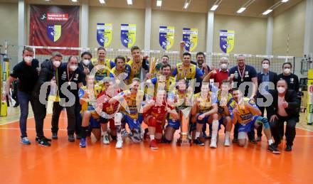 Volleyball. Austria Volley Cup. HCup. SK Zadruga Aich/Dob gegen VCA Amstetten.  Jubel (Aich/Dob). Bleiburg, am 21.2.2021.
Foto: Kuess
www.qspictures.net
---
pressefotos, pressefotografie, kuess, qs, qspictures, sport, bild, bilder, bilddatenbank