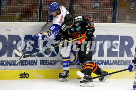 EBEL. Eishockey Bundesliga. VSV gegen Moser Medical Graz 99ers.  Stefan Bacher,  (VSV), Michael Latta (Graz). Villach, am 23.2.2021.
Foto: Kuess
www.qspictures.net
---
pressefotos, pressefotografie, kuess, qs, qspictures, sport, bild, bilder, bilddatenbank