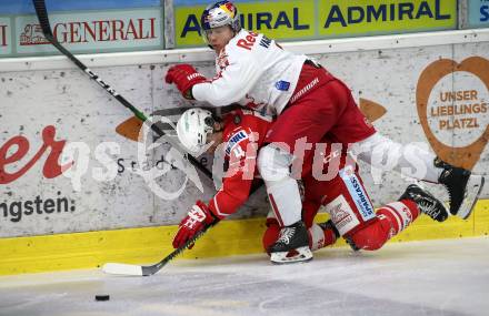 EBEL. Eishockey Bundesliga. KAC gegen	EC Salzburg. Kele Steffler  (KAC),   Filip Varejcka (Salzburg). Klagenfurt, am 26.2.2021.
Foto: Kuess
www.qspictures.net

---
pressefotos, pressefotografie, kuess, qs, qspictures, sport, bild, bilder, bilddatenbank