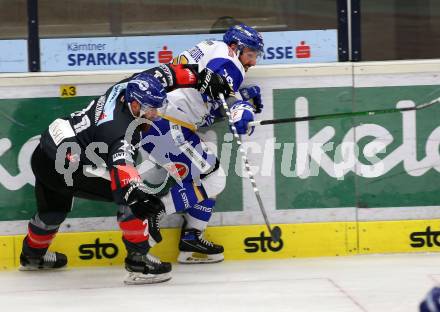 EBEL. Eishockey Bundesliga. VSV gegen HC TWK Innsbruck. Jerry Pollastrone,   (VSV), Colton Jay Saucerman (Innsbruck). Villach, am 28.2.2021.
Foto: Kuess
www.qspictures.net
---
pressefotos, pressefotografie, kuess, qs, qspictures, sport, bild, bilder, bilddatenbank