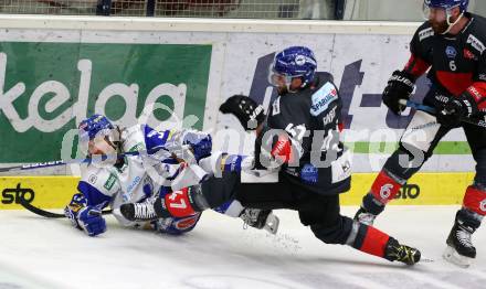 EBEL. Eishockey Bundesliga. VSV gegen HC TWK Innsbruck.  Martin Ulmer,  (VSV), Adrian Saxrud Danielsen (Innsbruck). Villach, am 28.2.2021.
Foto: Kuess
www.qspictures.net
---
pressefotos, pressefotografie, kuess, qs, qspictures, sport, bild, bilder, bilddatenbank