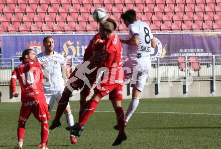 Fussball 2. Liga. SK Austria Klagenfurt gegen  FC Mohren Dornbirn.  Kosmas Gkezos (Klagenfurt),  Timo Friedrich (Dornbirn). Klagenfurt, am 6.3.2021.
Foto: Kuess
www.qspictures.net
---
pressefotos, pressefotografie, kuess, qs, qspictures, sport, bild, bilder, bilddatenbank