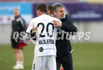 Fussball 2. Liga. SK Austria Klagenfurt gegen  FC Mohren Dornbirn.  Tim Maciejewski, Matthias Imhof (Klagenfurt). Klagenfurt, am 6.3.2021.
Foto: Kuess
www.qspictures.net
---
pressefotos, pressefotografie, kuess, qs, qspictures, sport, bild, bilder, bilddatenbank