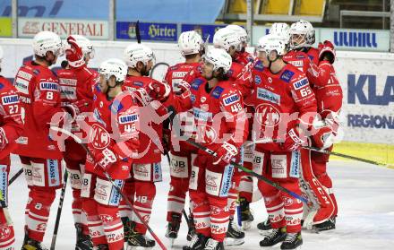 EBEL. Eishockey Bundesliga. KAC gegen	Fehervar AV19.  Jubel KAC. Klagenfurt, am 7.3.2021.
Foto: Kuess
www.qspictures.net

---
pressefotos, pressefotografie, kuess, qs, qspictures, sport, bild, bilder, bilddatenbank