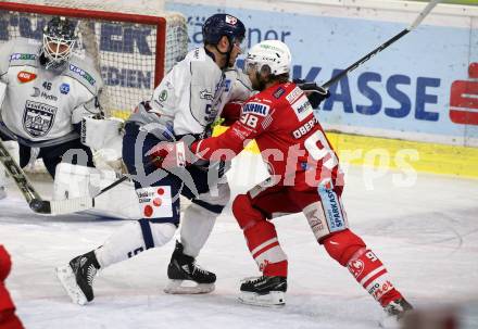 EBEL. Eishockey Bundesliga. KAC gegen	Fehervar AV19. Daniel Obersteiner,  (KAC), Bence Stipsicz  (Fehervar). Klagenfurt, am 7.3.2021.
Foto: Kuess
www.qspictures.net

---
pressefotos, pressefotografie, kuess, qs, qspictures, sport, bild, bilder, bilddatenbank