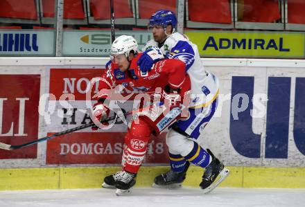 EBEL. Eishockey Bundesliga. KAC gegen	VSV.  Nicholas Eric Petersen, (KAC), Josef Hrabal  (VSV). Klagenfurt, am 12.3.2021.
Foto: Kuess
www.qspictures.net

---
pressefotos, pressefotografie, kuess, qs, qspictures, sport, bild, bilder, bilddatenbank