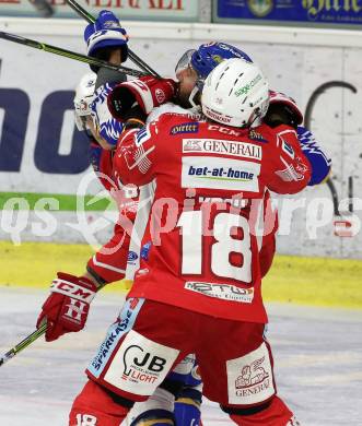 EBEL. Eishockey Bundesliga. KAC gegen	VSV. Thomas Koch,  (KAC),   Jerry Pollastrone (VSV). Klagenfurt, am 12.3.2021.
Foto: Kuess
www.qspictures.net

---
pressefotos, pressefotografie, kuess, qs, qspictures, sport, bild, bilder, bilddatenbank