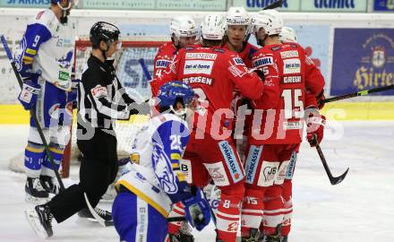 EBEL. Eishockey Bundesliga. KAC gegen	VSV. Torjubel Rok Ticar, Matthew Fraser, Thomas Koch, Nicholas Eric Petersen, Blaz Gregorc (KAC). Klagenfurt, am 12.3.2021.
Foto: Kuess
www.qspictures.net

---
pressefotos, pressefotografie, kuess, qs, qspictures, sport, bild, bilder, bilddatenbank