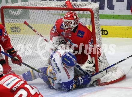 EBEL. Eishockey Bundesliga. VSV gegen KAC.  Jordan Caron,  (VSV), Sebastian Dahm (KAC). Villach, am 19.3.2021.
Foto: Kuess
www.qspictures.net
---
pressefotos, pressefotografie, kuess, qs, qspictures, sport, bild, bilder, bilddatenbank