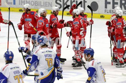 EBEL. Eishockey Bundesliga. VSV gegen KAC.  Jubel (KAC). Villach, am 19.3.2021.
Foto: Kuess
www.qspictures.net
---
pressefotos, pressefotografie, kuess, qs, qspictures, sport, bild, bilder, bilddatenbank