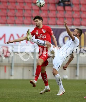 Fussball 2. Liga. SK Austria Klagenfurt gegen  SK Vorwaerts Steyr.   Markus Pink (Klagenfurt),  Alem Pasic (Steyr). Klagenfurt, am 20.3.2021.
Foto: Kuess
www.qspictures.net
---
pressefotos, pressefotografie, kuess, qs, qspictures, sport, bild, bilder, bilddatenbank